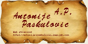 Antonije Paskulović vizit kartica